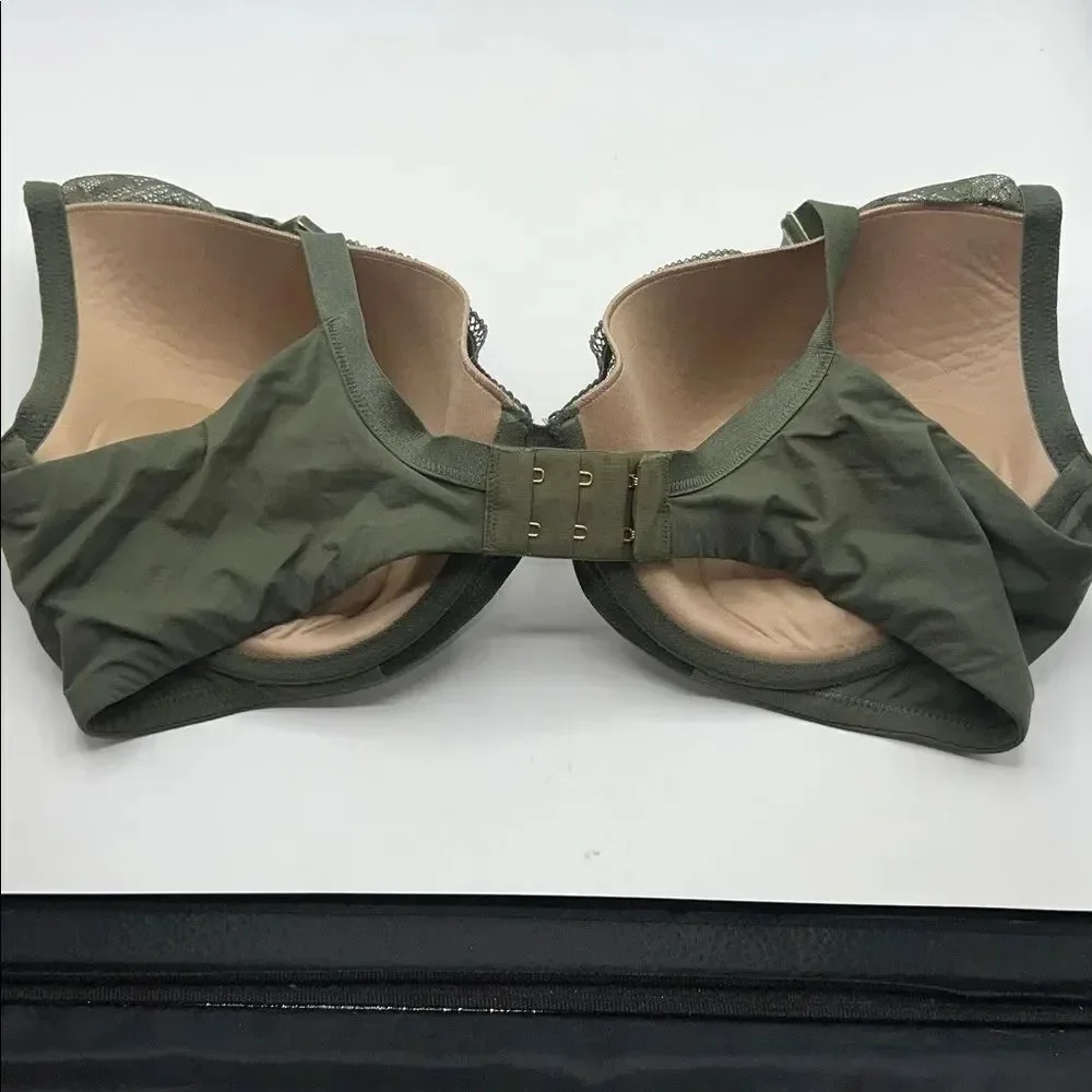 THIRDLOVE Olive Green Graphic Lace Plunge Bra-40D